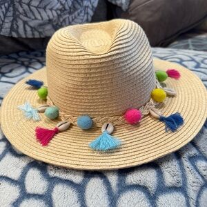 Forever 21 Tan and Pink Sun Hat with Wide Brim